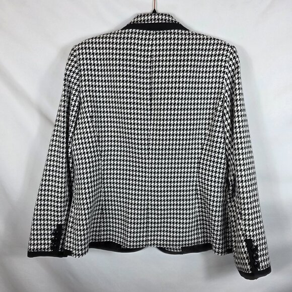 Kasper Blazer Jacket Women's Size 12P Black & White Houndstooth One Button - Picture 14 of 16